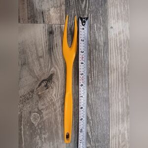 Vintage Foley yellow Nylon Meat Fork serving utensil Made in USA plastic MCM